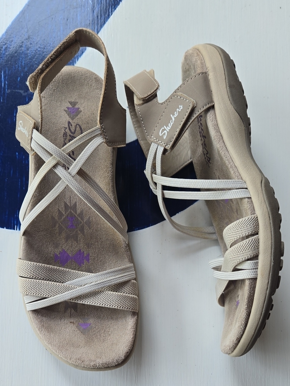 Skechers Reggae Slim Simply Stretch Tan Sandal Size US 7